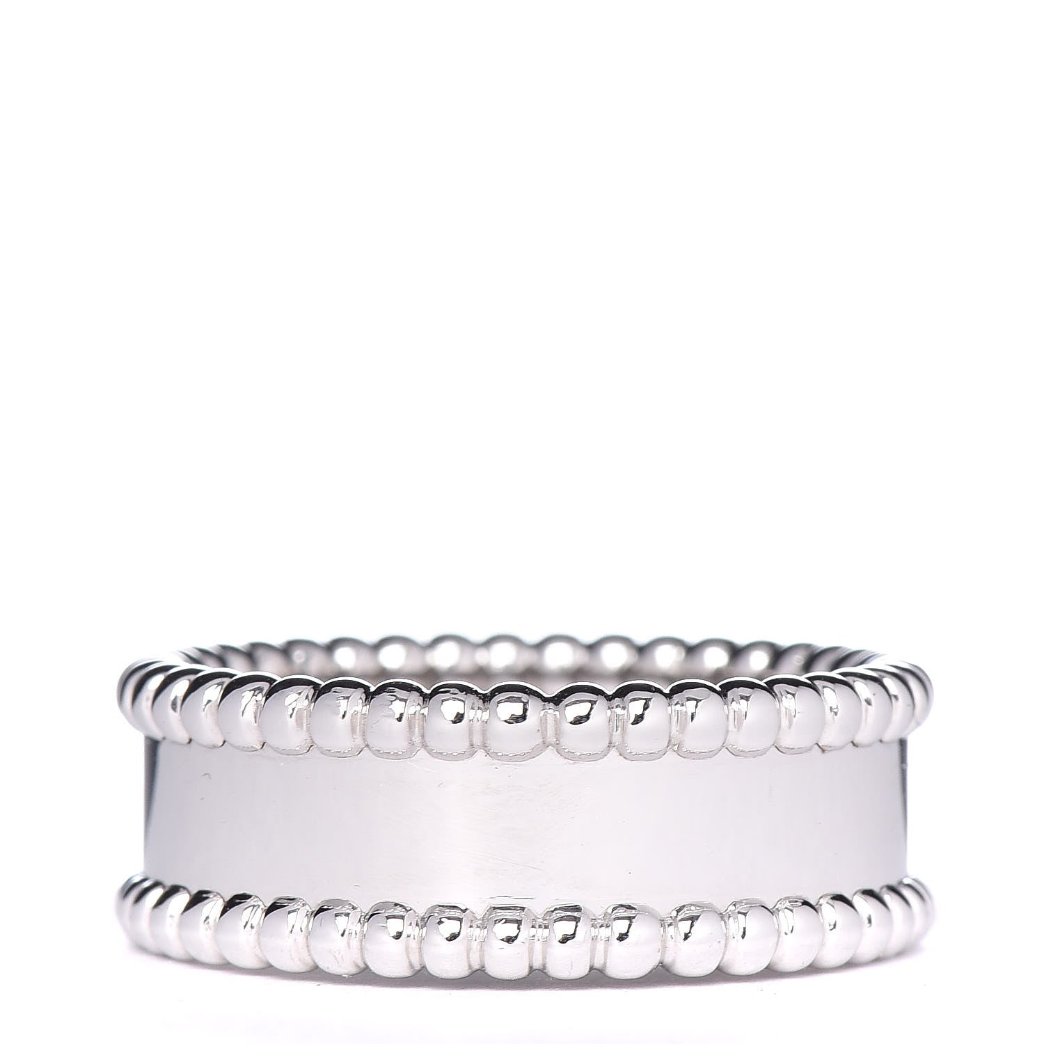 Van Cleef & Arpels 18K White Gold Perlee Signature Ring 57 8 3 of 6