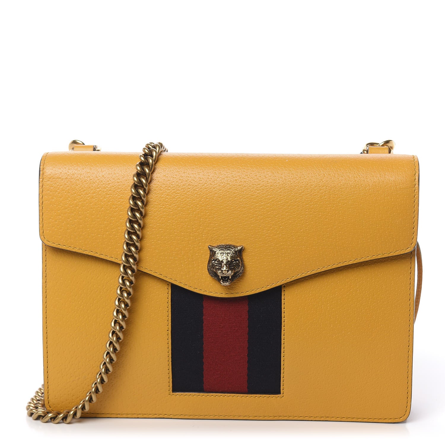 Gucci Textured Calfskin Web Animalier Chain Shoulder Bag Crop 1 of 13