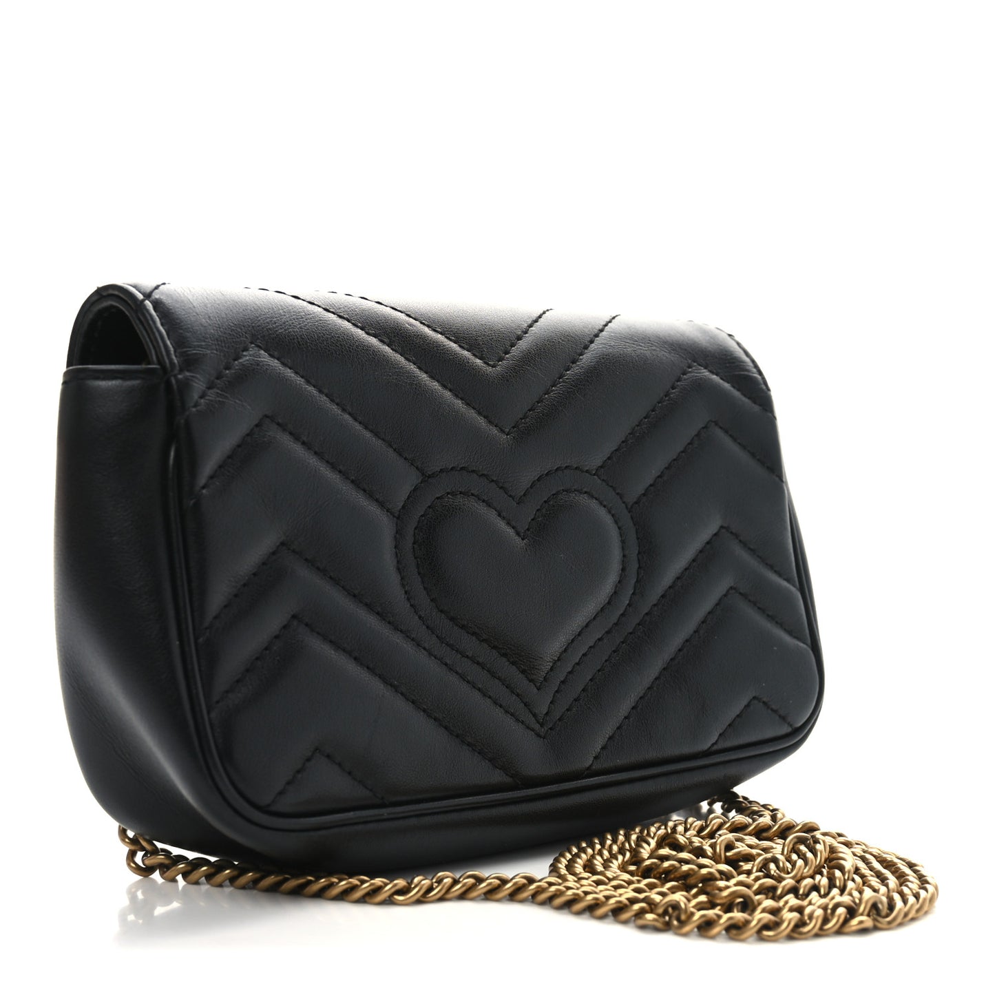 Calfskin Matelasse Super Mini GG Marmont Shoulder Bag Black