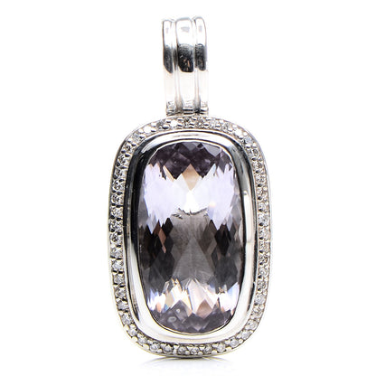 David Yurman Sterling Silver Lavender Amethyst Diamond Rectangular Albion Enhancer Necklace Pendant 1 of 4