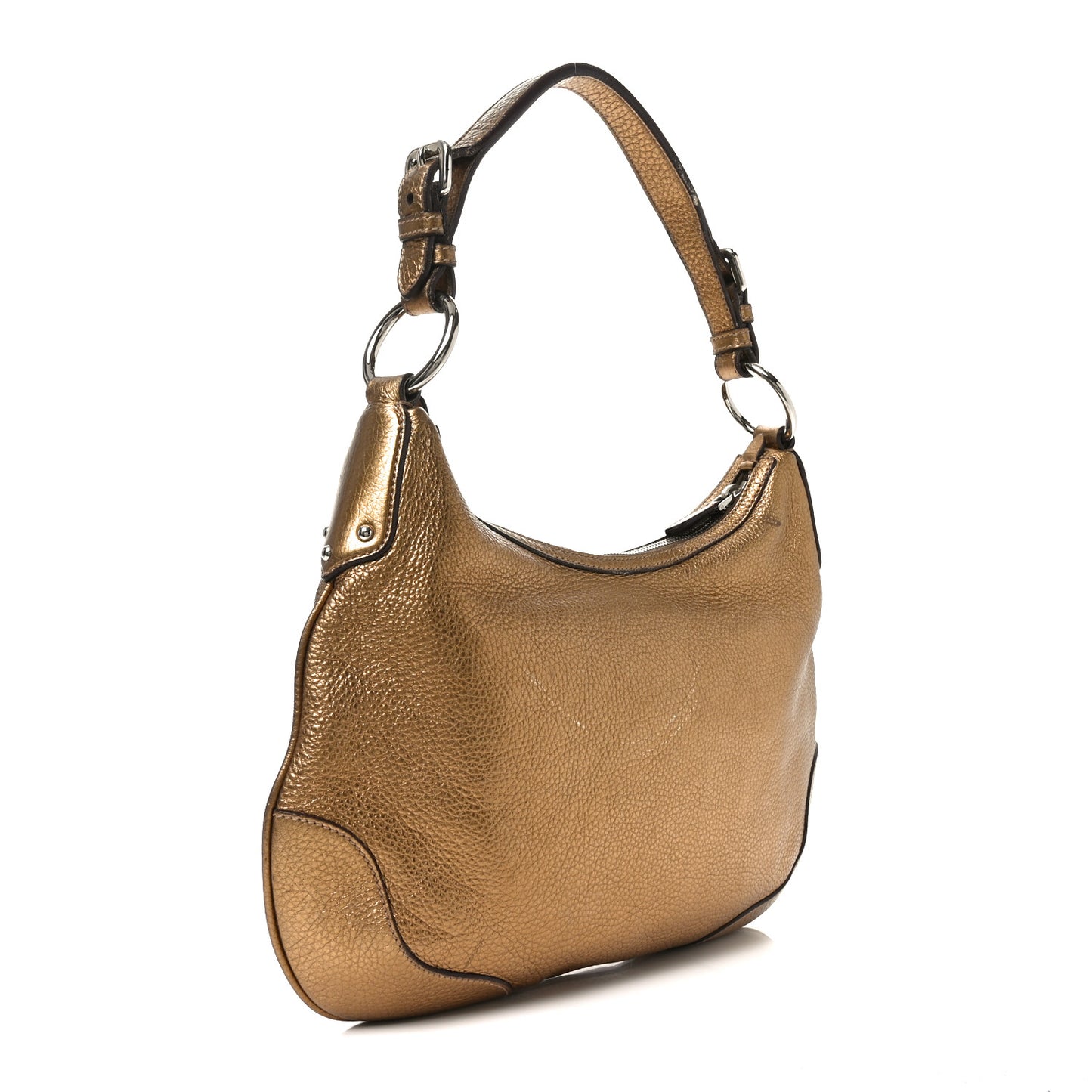 Metallic Vitello Daino Shoulder Bag Platino
