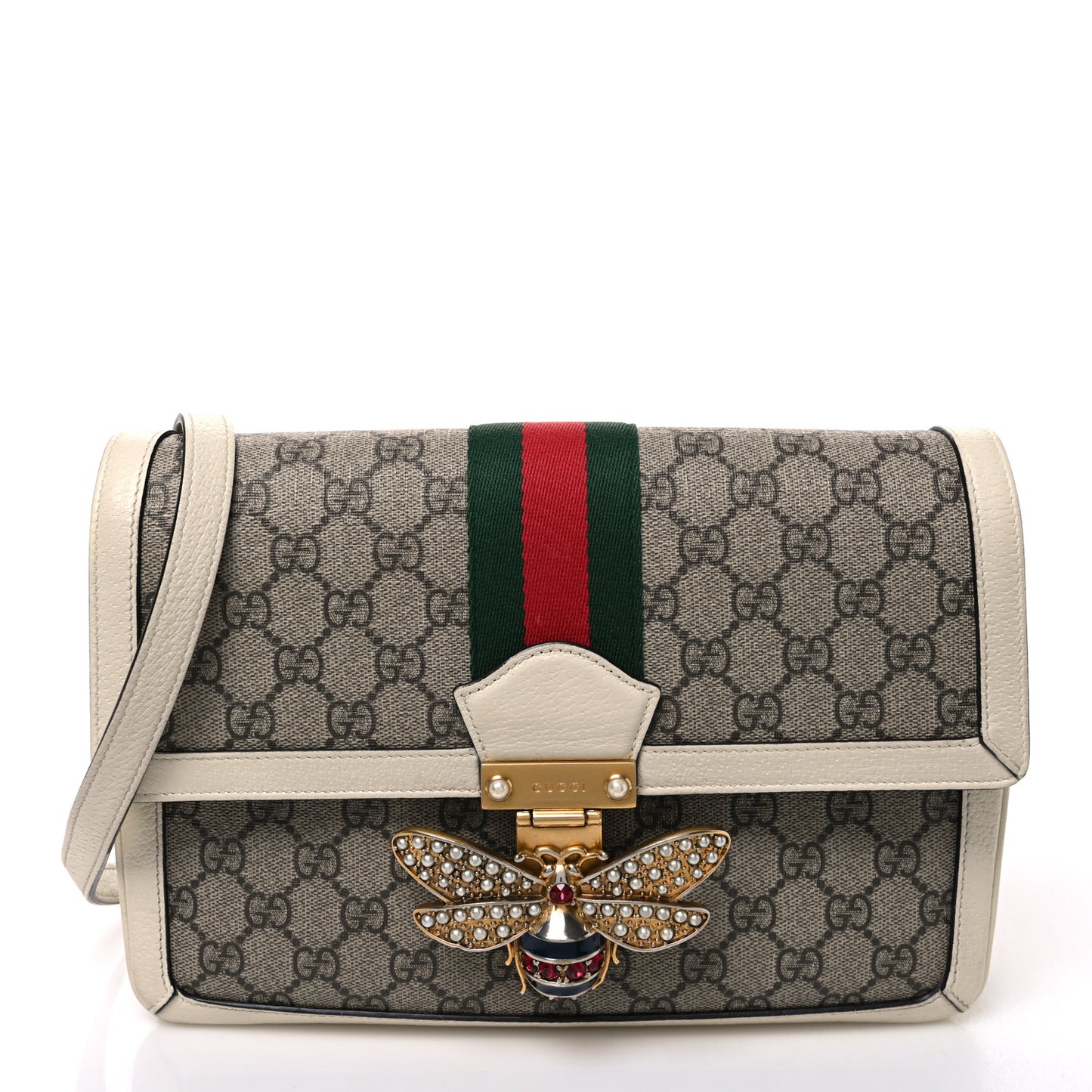 GG Supreme Monogram Medium Queen Margaret Shoulder Bag Mystic White