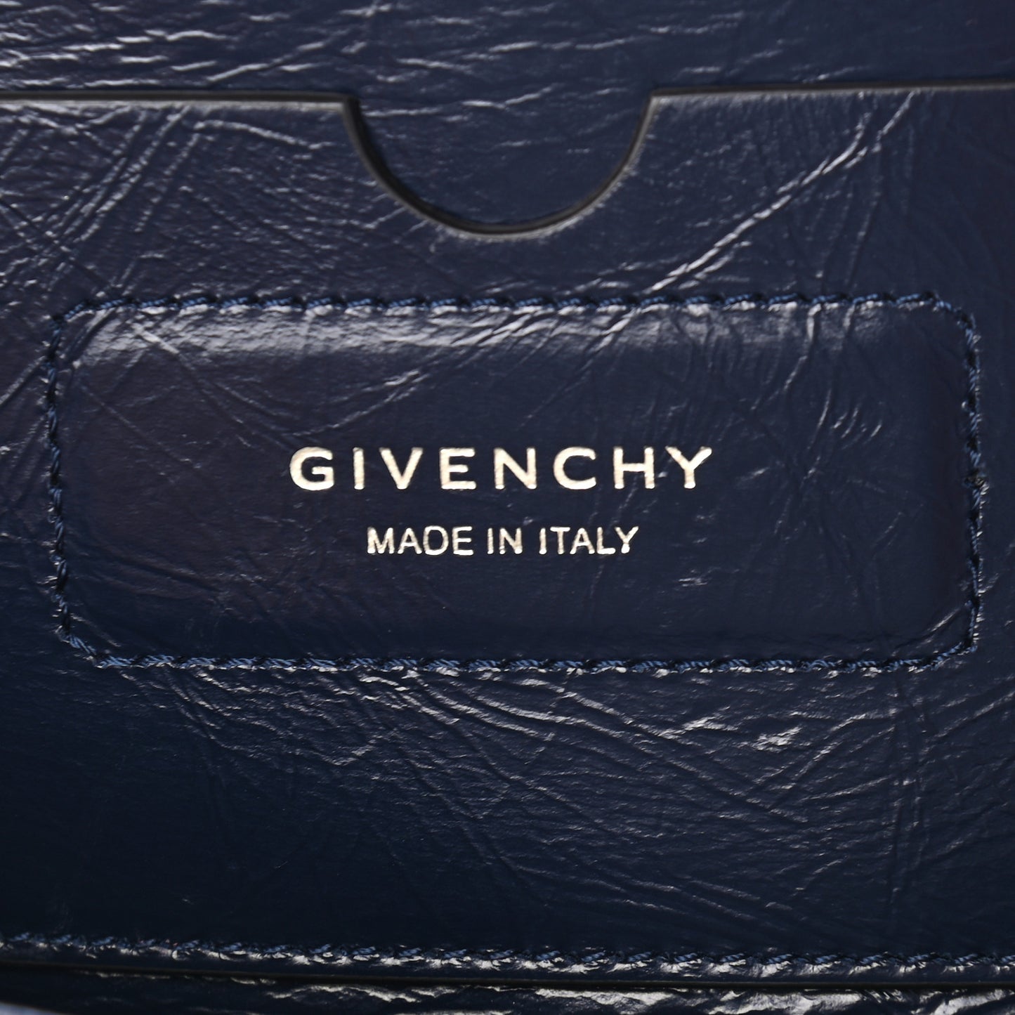 Creased Patent Calfskin Medium ID Flap Navy Blue