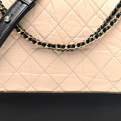 Chanel Aged Calfskin Quilted Medium Gabrielle Hobo Beige Black 8 of 10