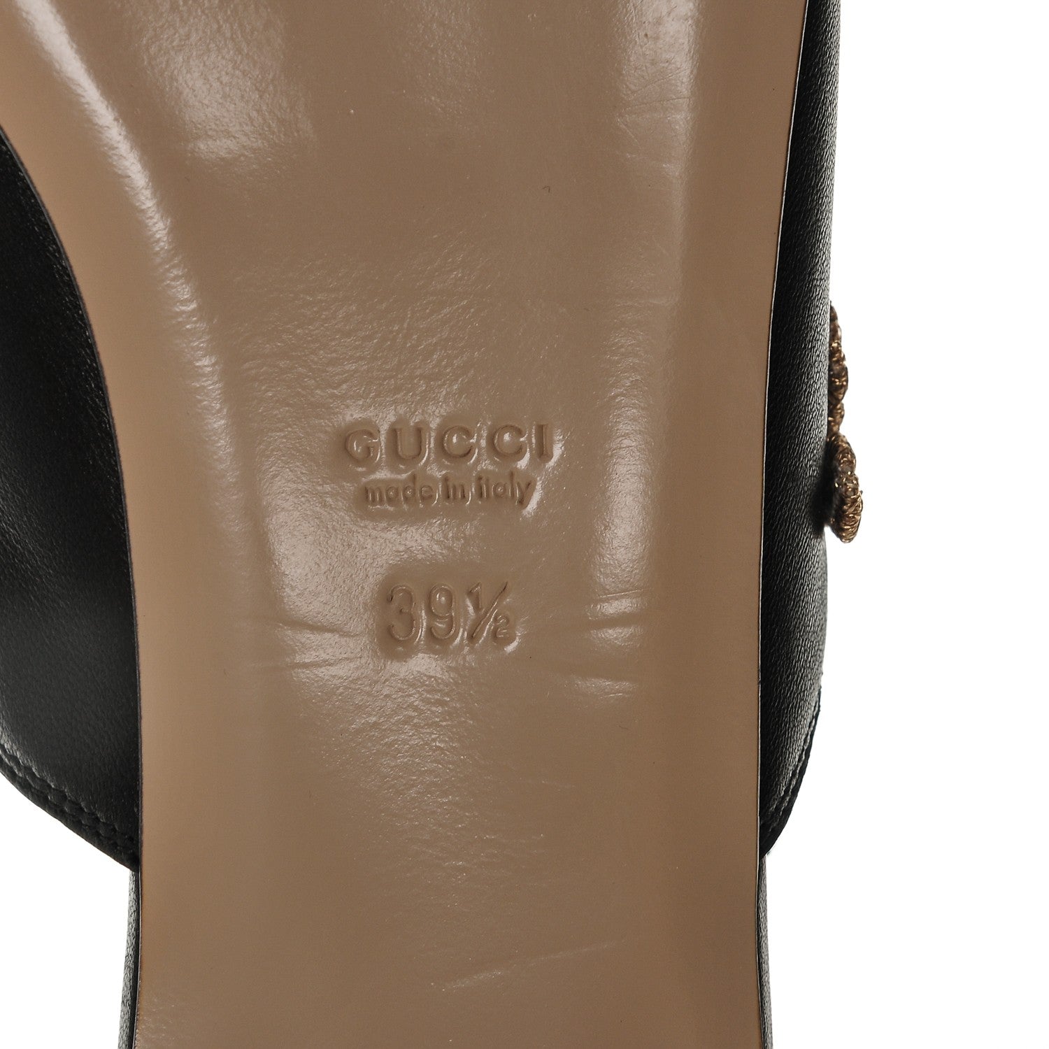 Gucci Calfskin Bayadere Bee Slingback Flats 39.5 Nero Black 6 of 8