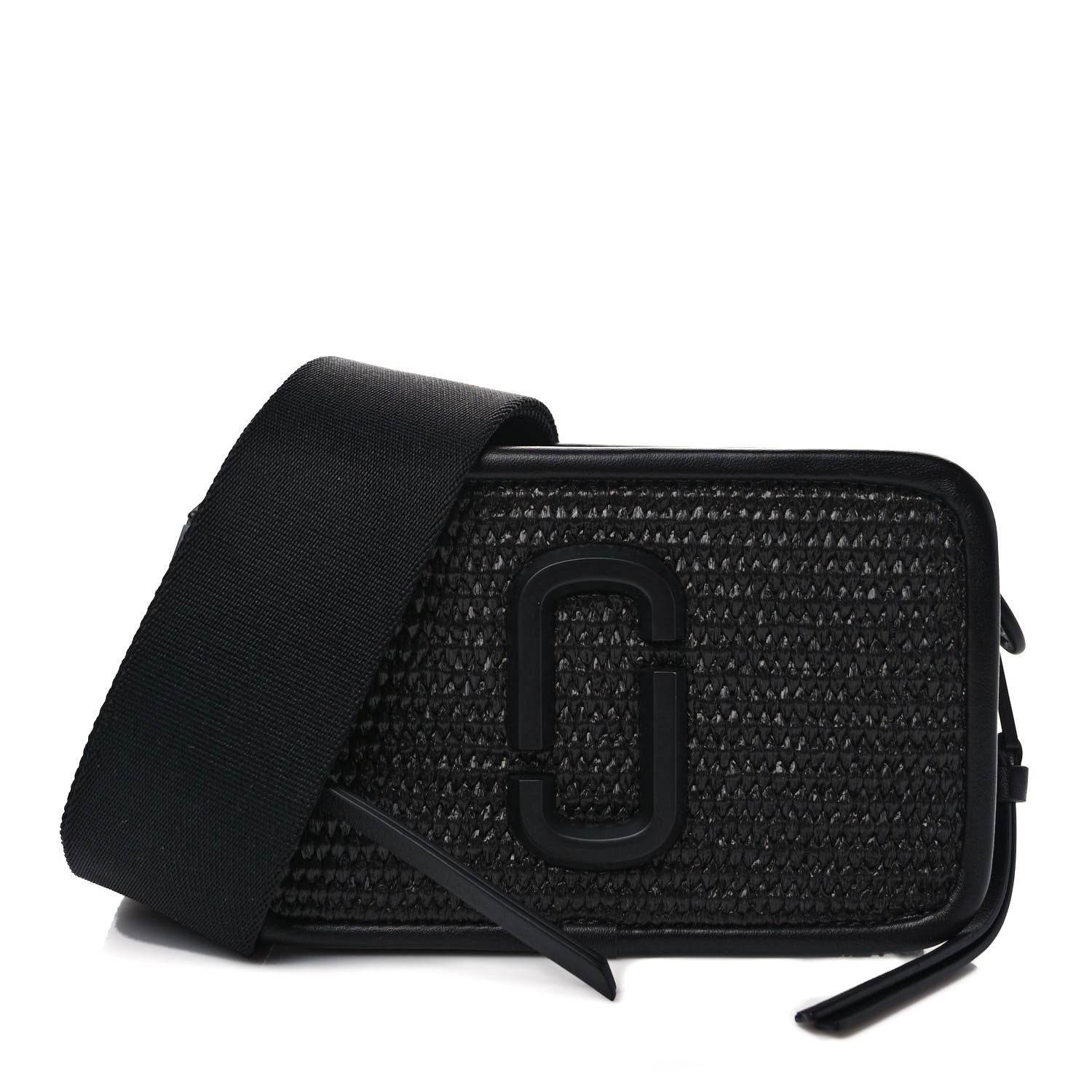 Marc Jacobs Calfskin Straw Small The Woven Snapshot DTM Camera Bag Black 1 of 9