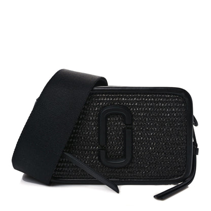 Marc Jacobs Calfskin Straw Small The Woven Snapshot DTM Camera Bag Black 1 of 9