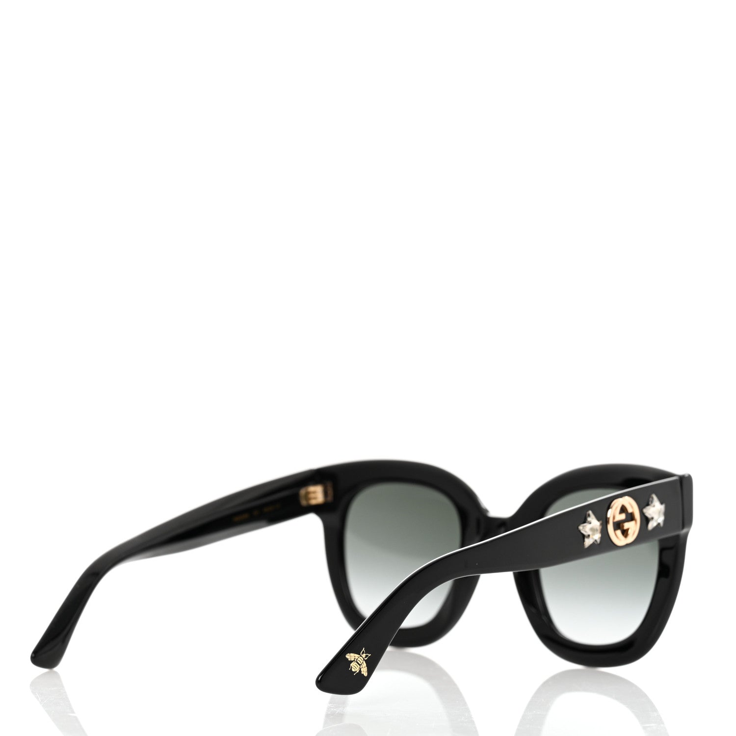 Gucci Acetate Crystal Star Round Frame Sunglasses GG0208S Black 4 of 8