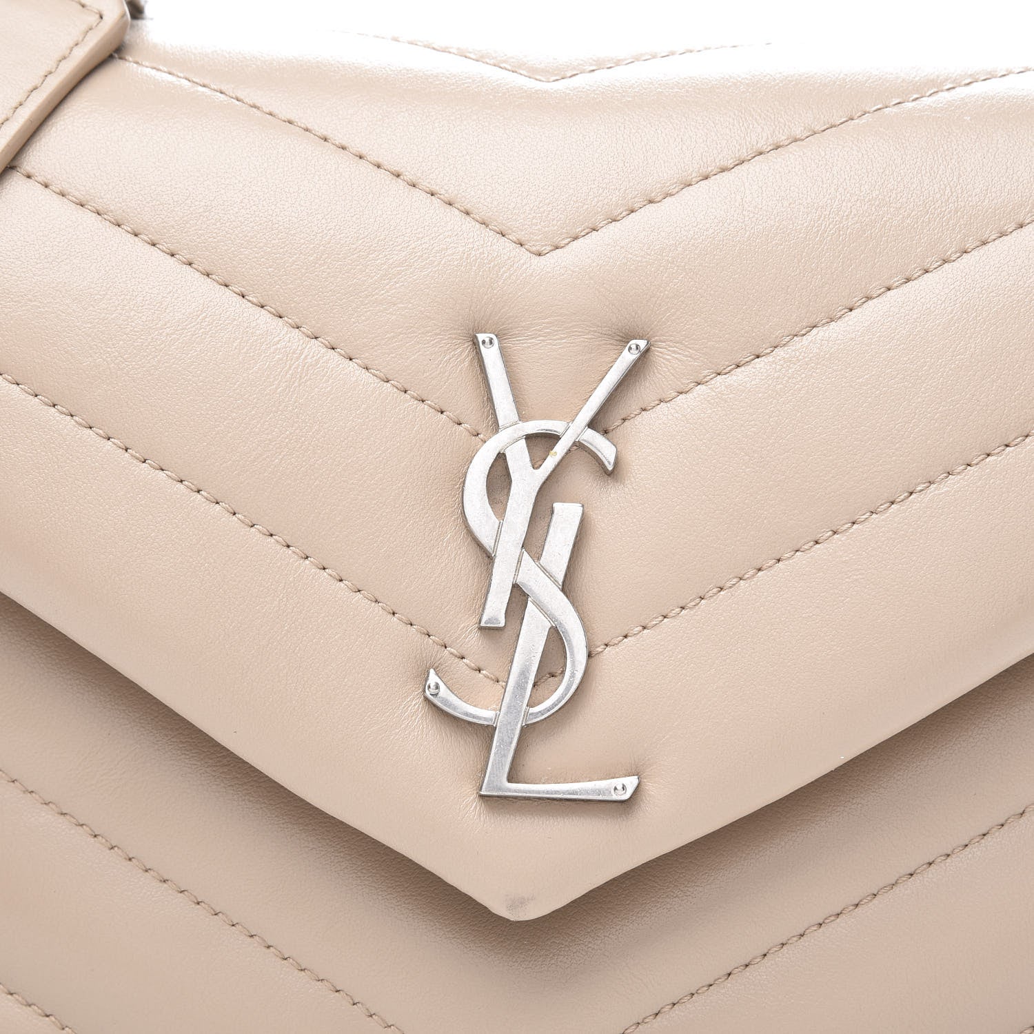 Saint Laurent Calfskin Y Quilted Monogram Small Loulou Chain Satchel Dark Beige 14 of 14