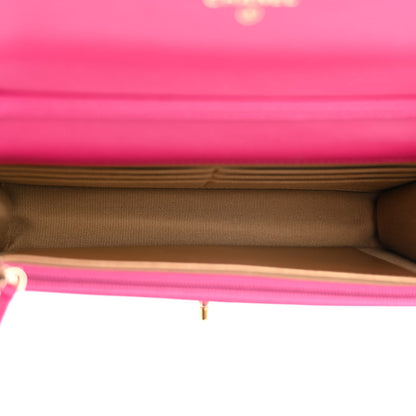 Chanel Lambskin Quilted CC Pearl Crush Wallet on Chain WOC Dark Pink 5 of 11