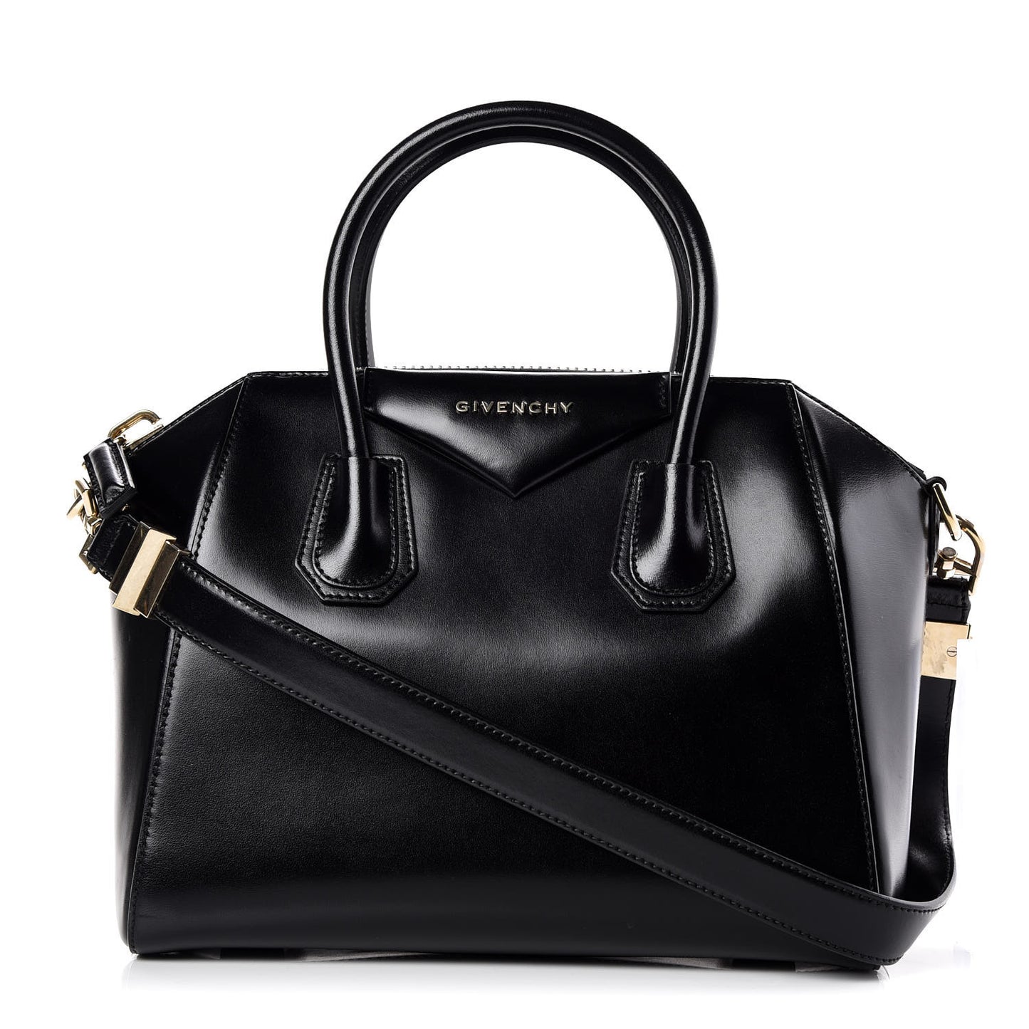 Shiny Lord Calfskin Small Antigona Black