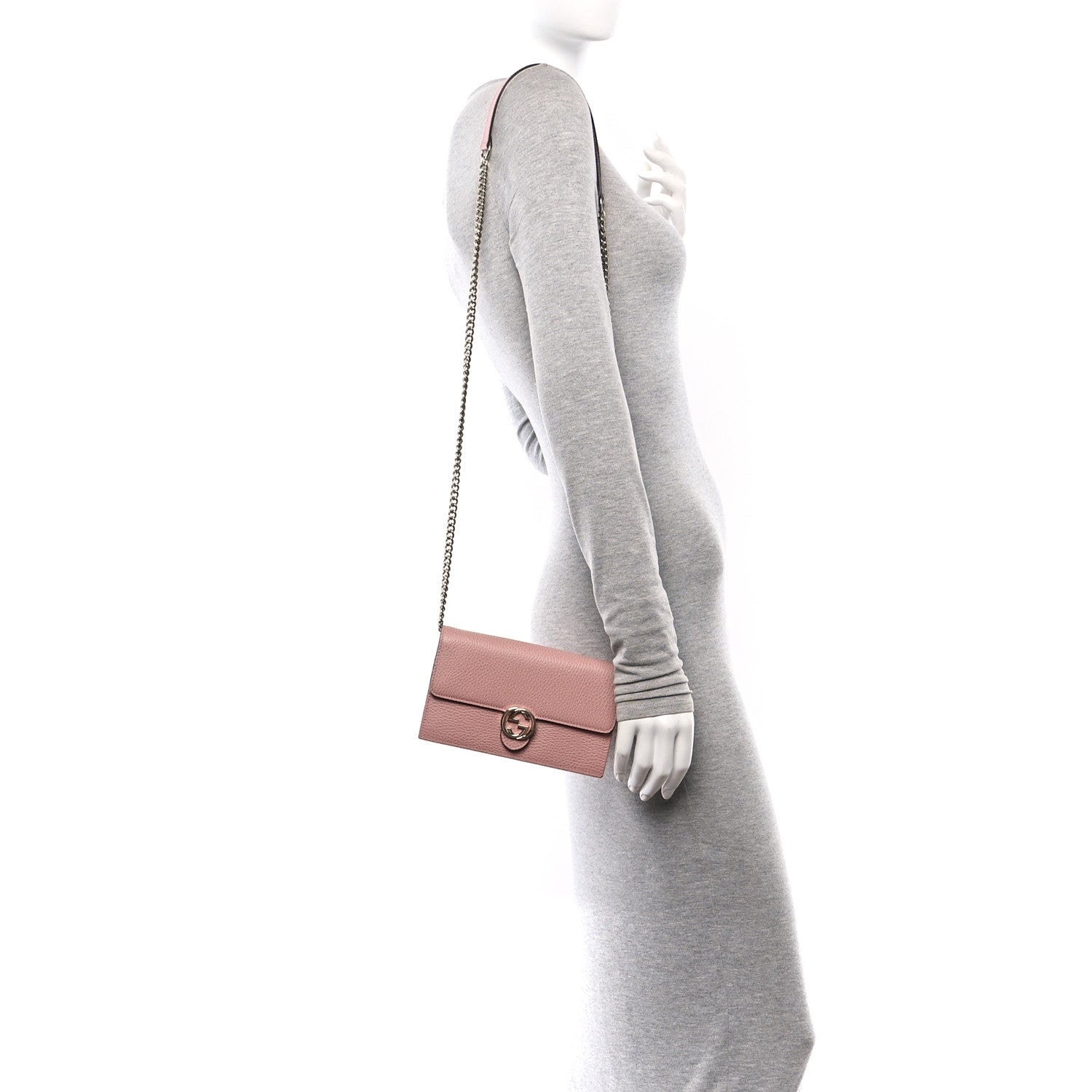 Gucci Dollar Calfskin Interlocking G Chain Wallet Soft Pink 2 of 10