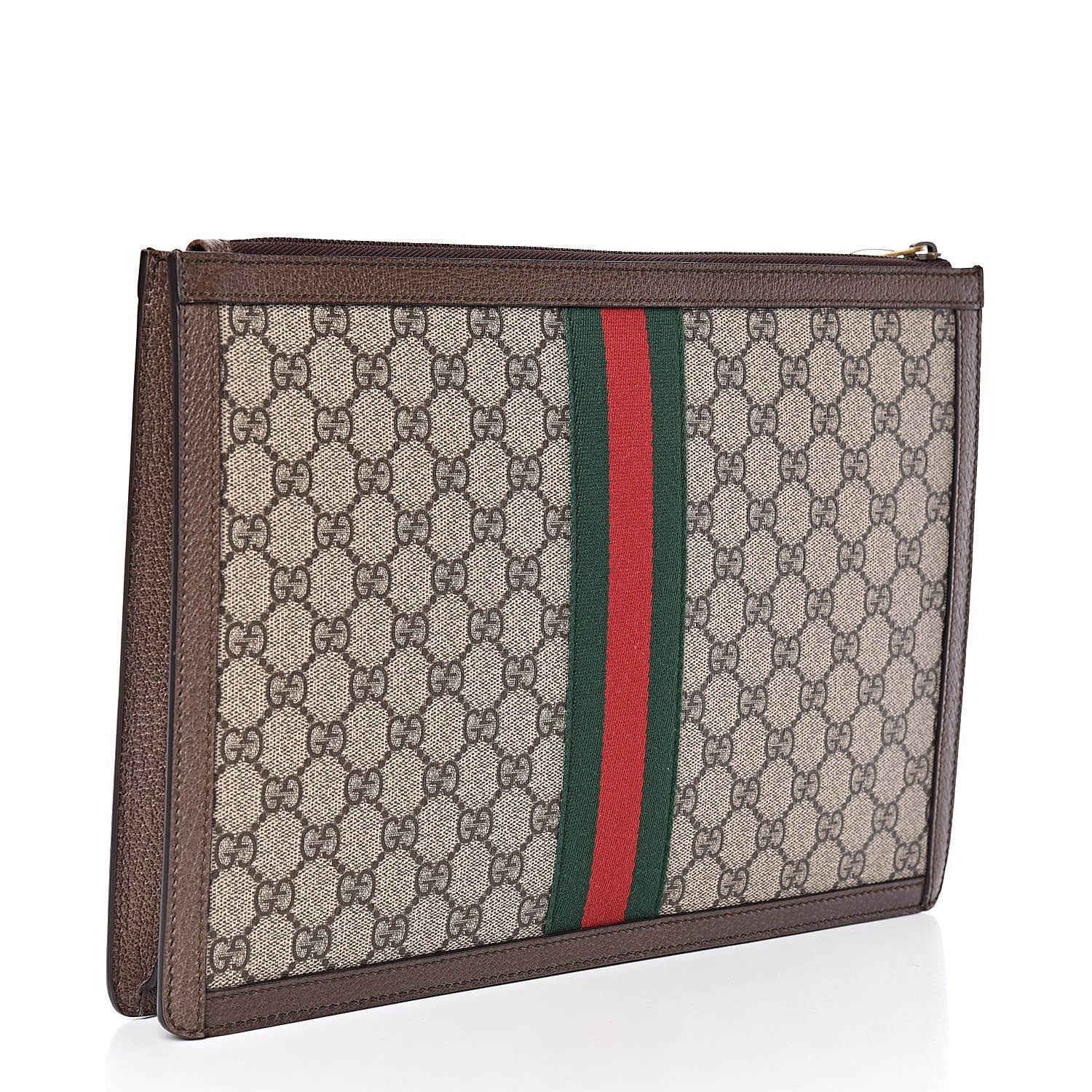 Gucci GG Supreme Monogram Web Ophidia Portfolio Pouch Beige New Acero 3 of 7