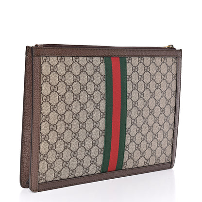 Gucci GG Supreme Monogram Web Ophidia Portfolio Pouch Beige New Acero 3 of 7