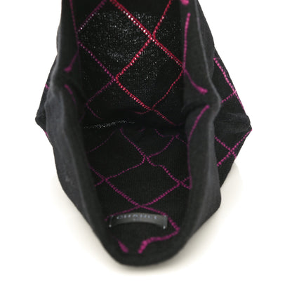 Chanel Wool Cashmere Quilted CC Beanie Hat Black Pink Purple 4 of 7