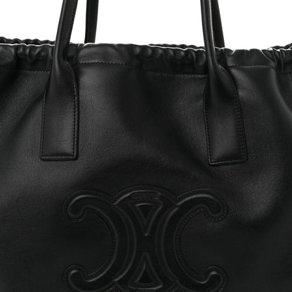 Celine Smooth Calfskin Cuir Triomphe Cabas Drawstring Black 8 of 10