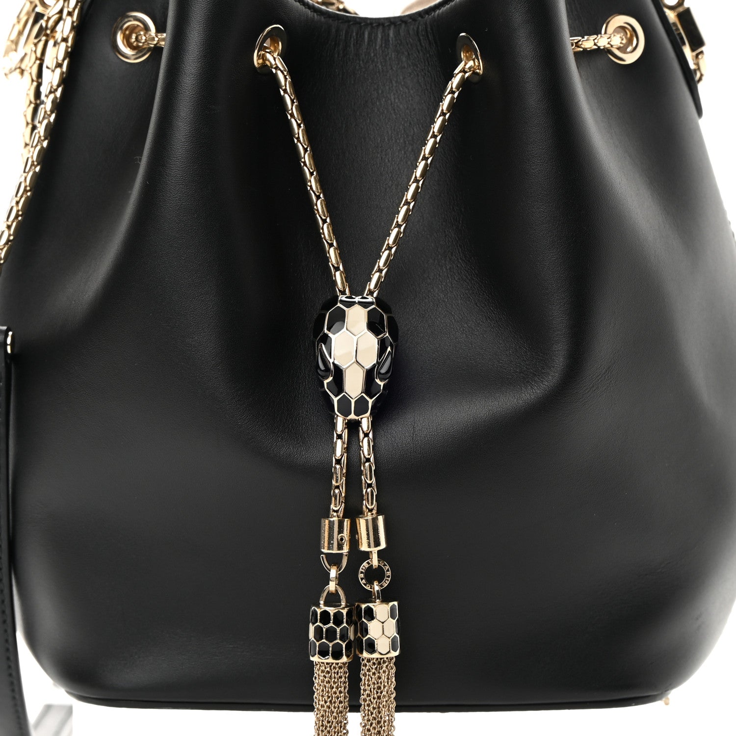 Bulgari Calfskin Serpenti Forever Bucket Bag Black 8 of 13