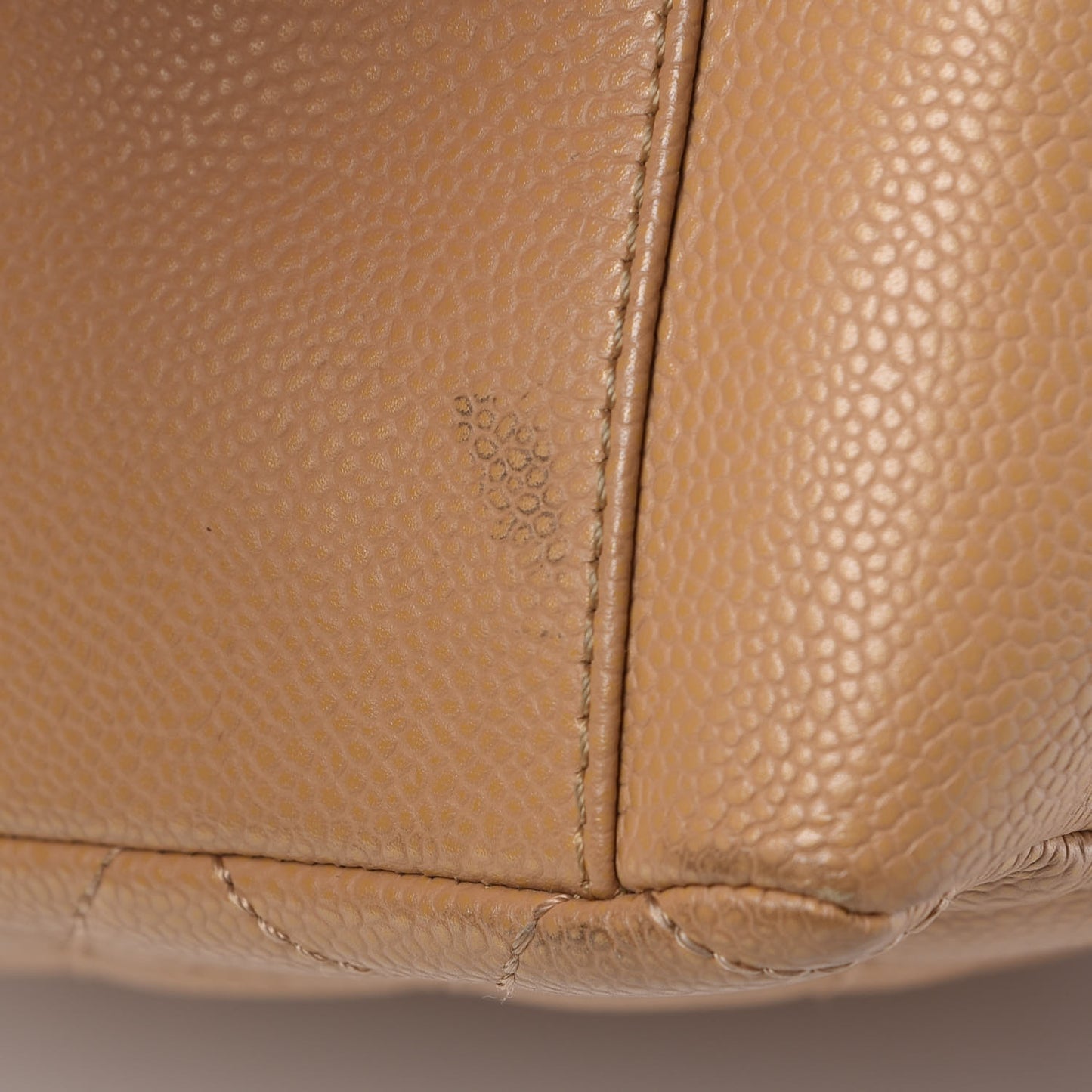 Caviar Quilted Petit Shopping Tote PST Dark Beige