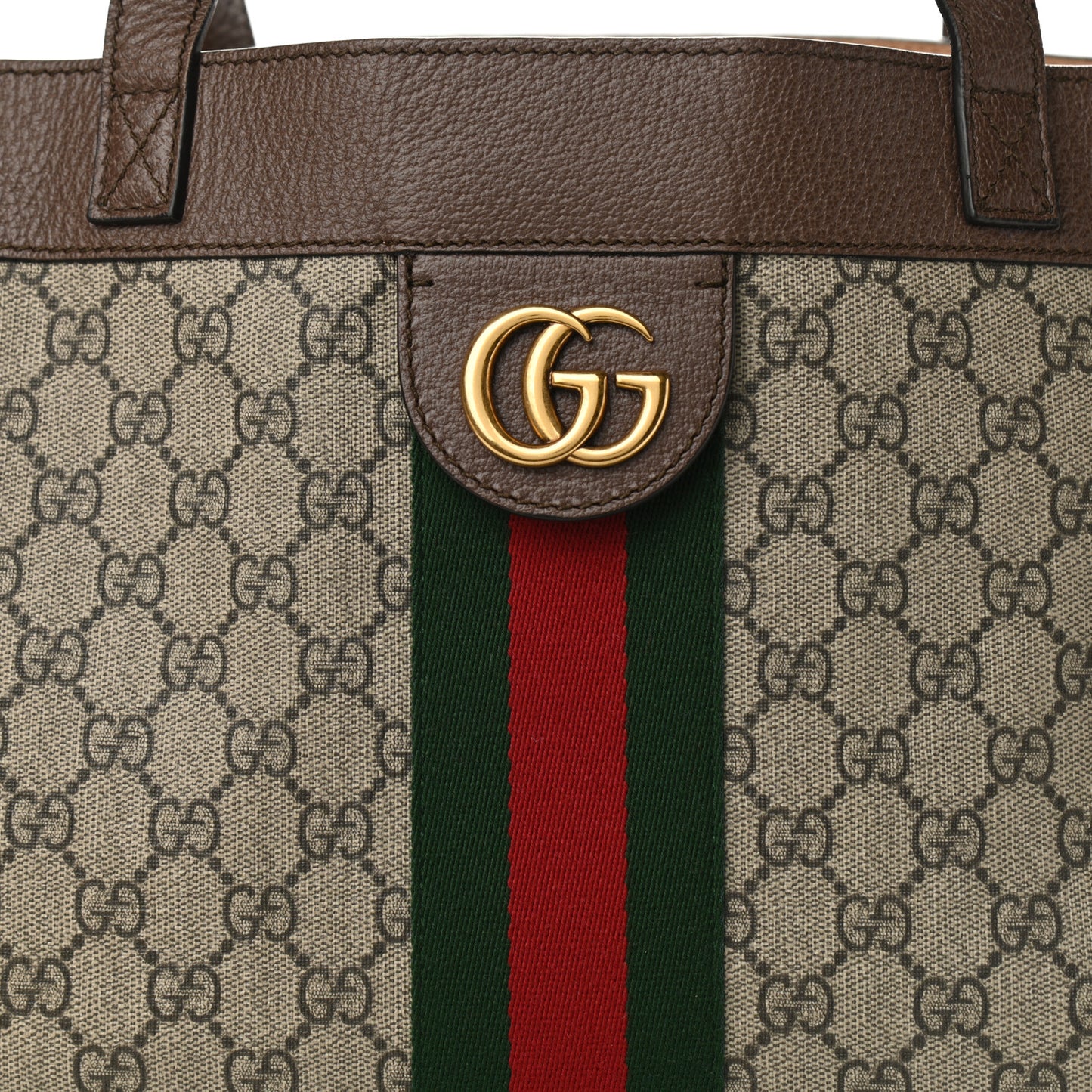 GG Supreme Monogram Web Ophidia Tote Brown