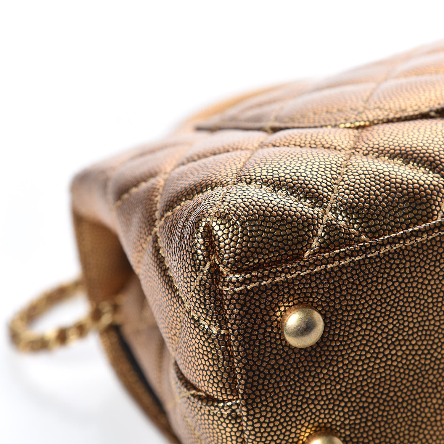 Chanel Metallic Caviar Quilted Mini Coco Handle Flap Gold 10 of 13