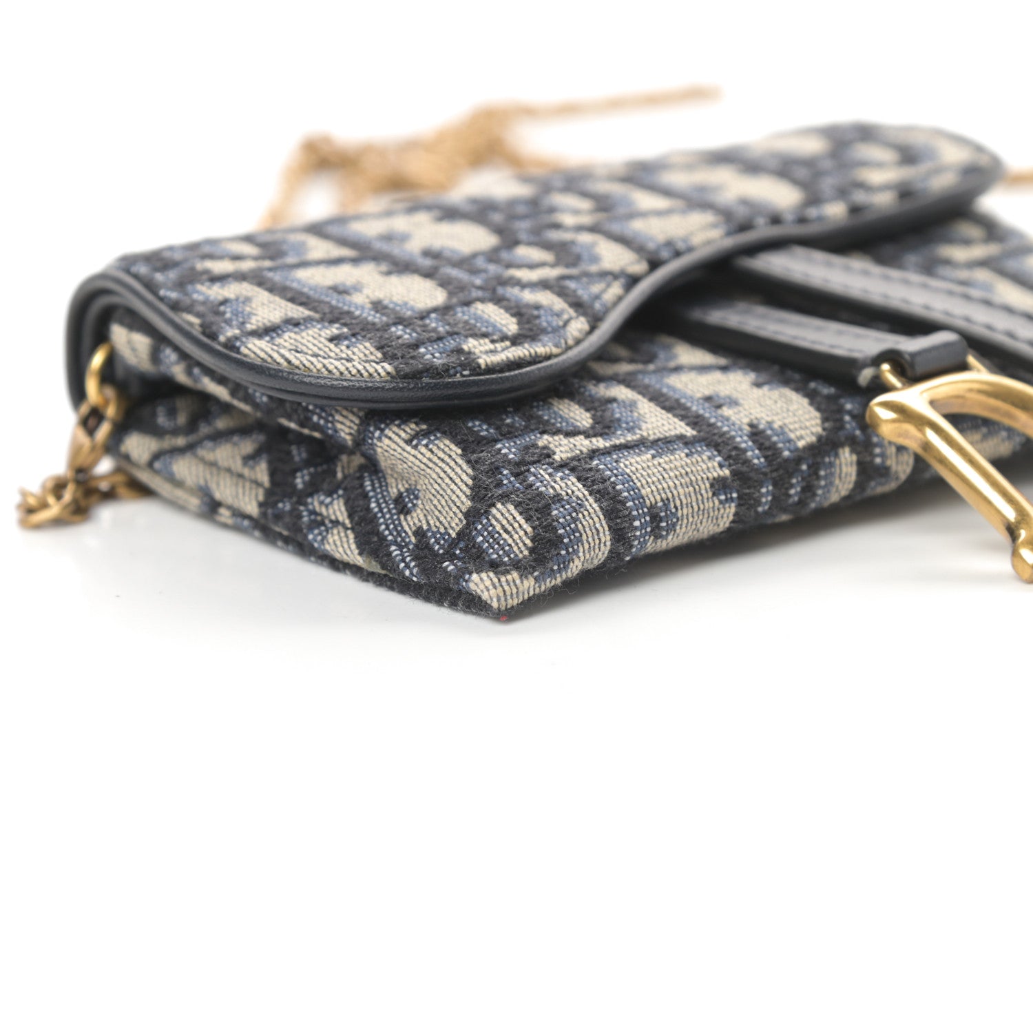 Christian Dior Oblique Nano Saddle Chain Pouch Blue 9 of 14