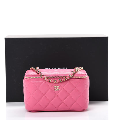 Chanel Caviar Quilted Small Vanity Case With Chain Pink 10 of 10