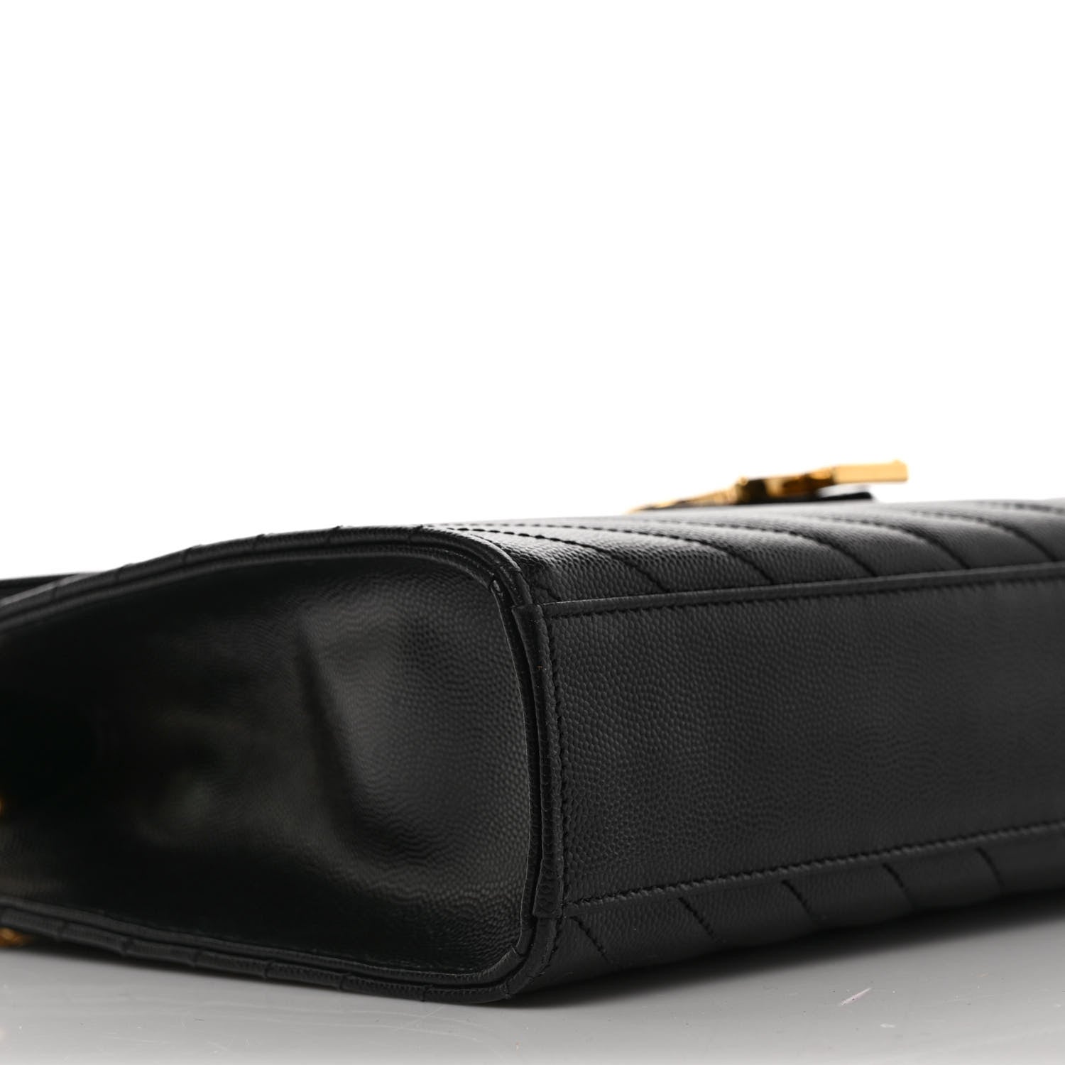 Saint Laurent Grain De Poudre Matelasse Chevron Large Monogram Satchel Black 7 of 10