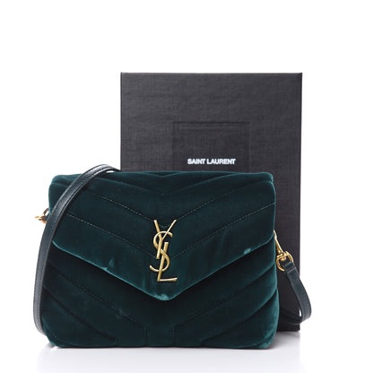 Saint Laurent Velvet Y Quilted Monogram Toy Loulou Crossbody Bag Dark Ottanio 13 of 13