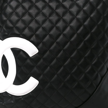 Chanel Calfskin Quilted Large Cambon Messenger Black White 8 of 13