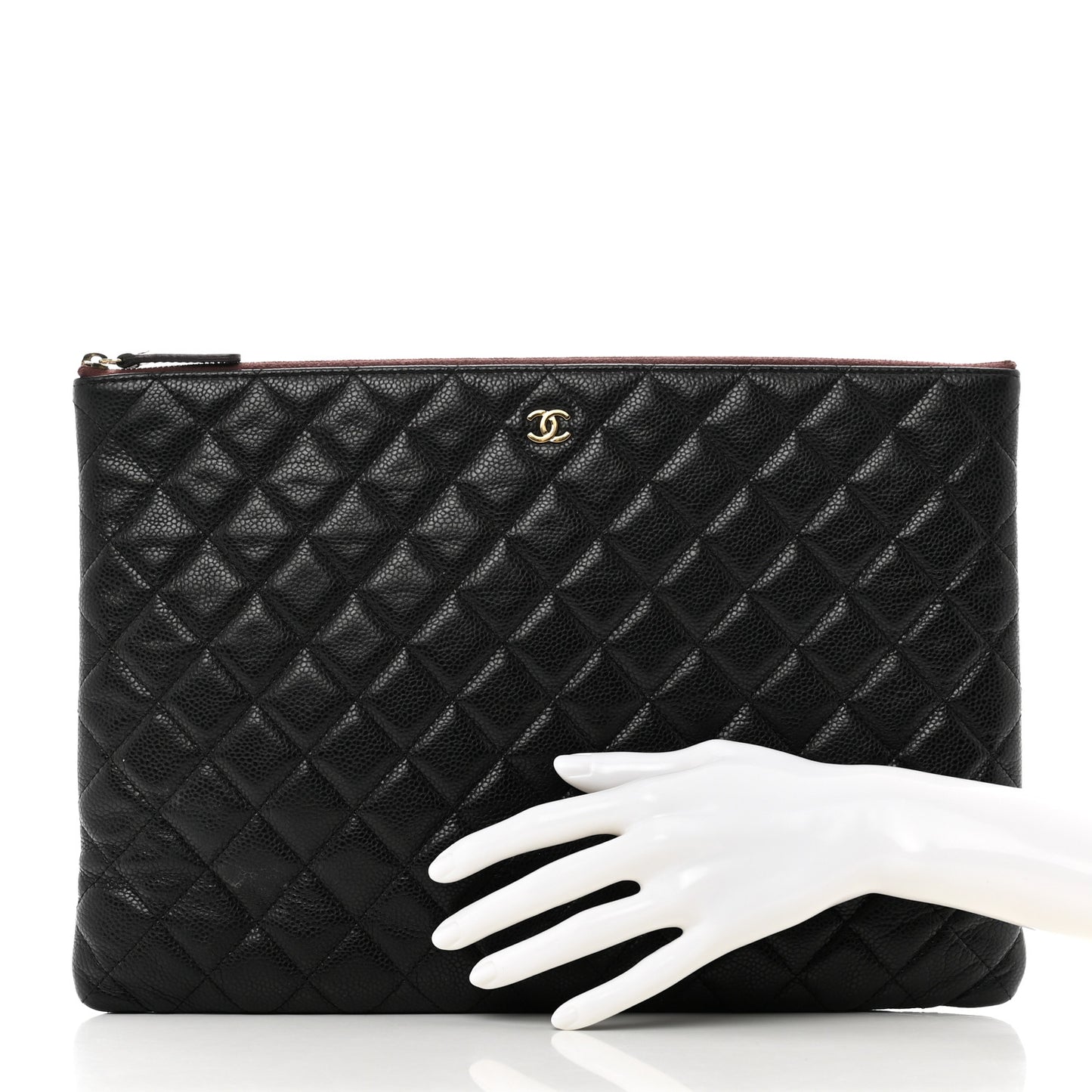 Caviar Quilted Large Cosmetic Case Black