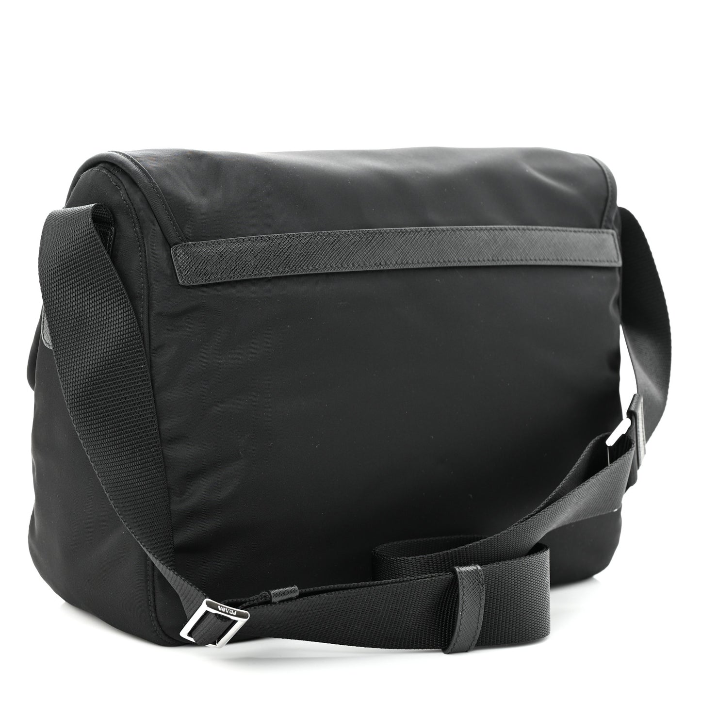 Nylon Vela Double Snap Buckle Messenger Bag Black