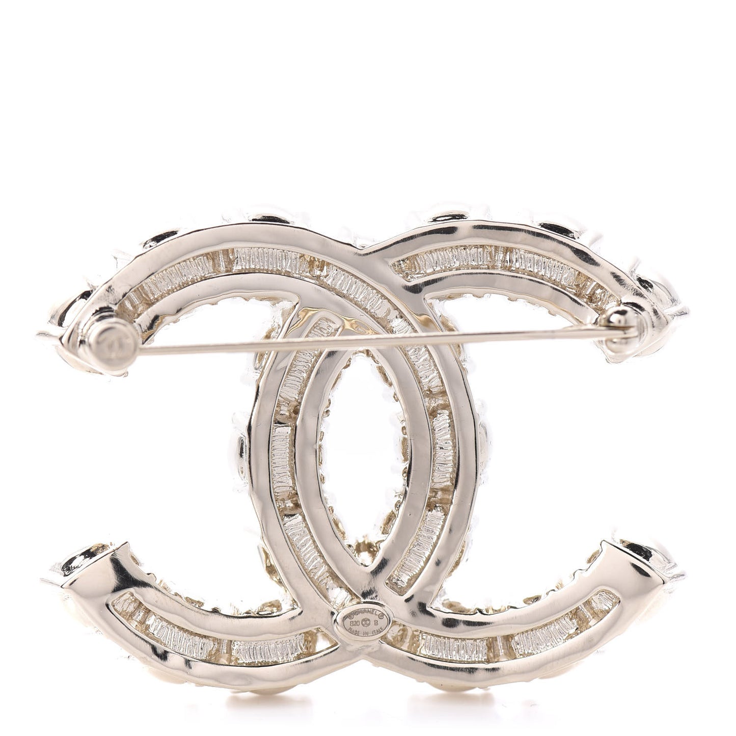 Crystal Pearl CC Dazzling Domino Brooch Gold Black