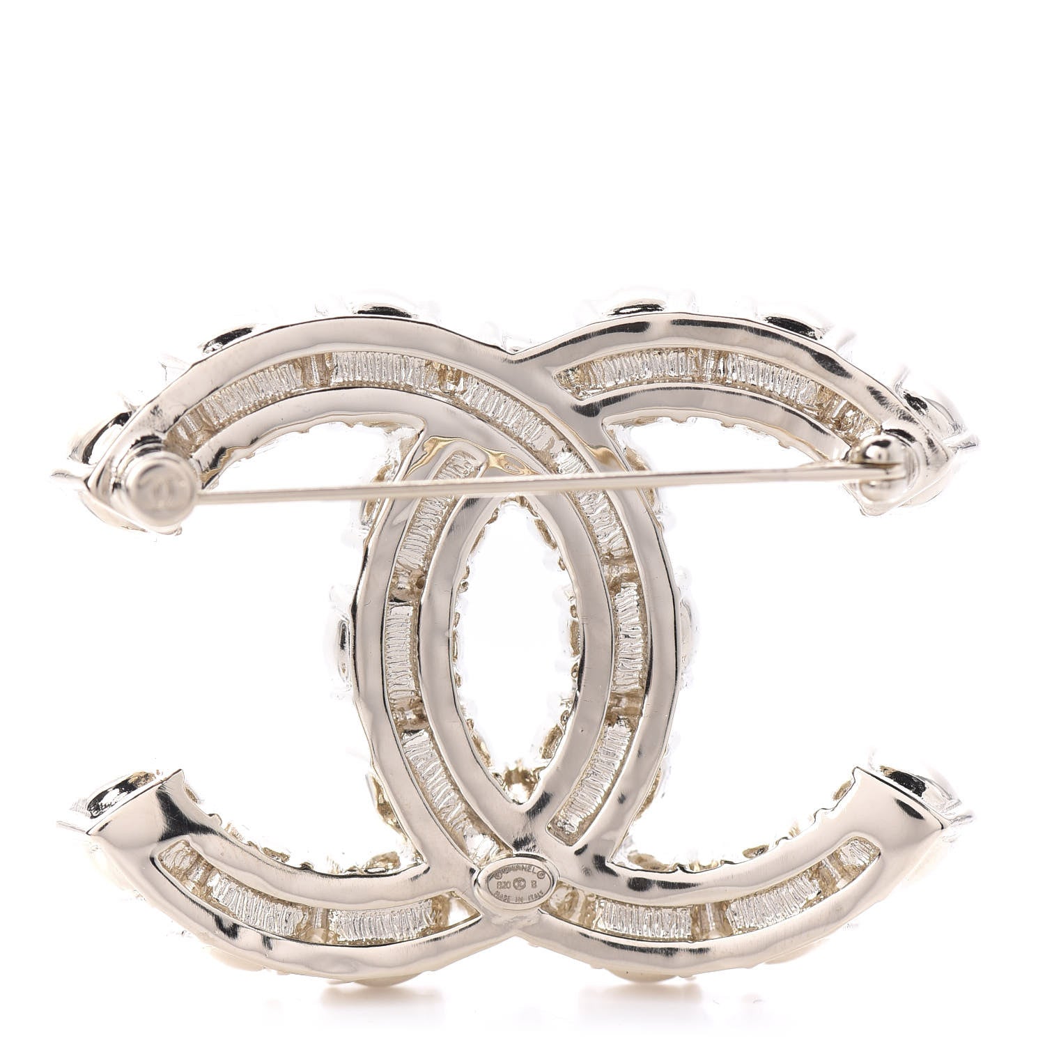 Chanel Crystal Pearl CC Dazzling Domino Brooch Gold Black 3 of 5