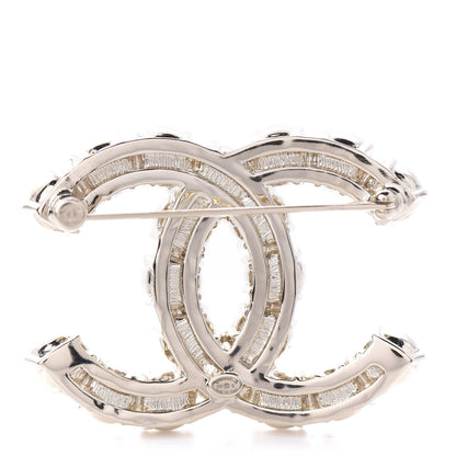 Chanel Crystal Pearl CC Dazzling Domino Brooch Gold Black 3 of 5