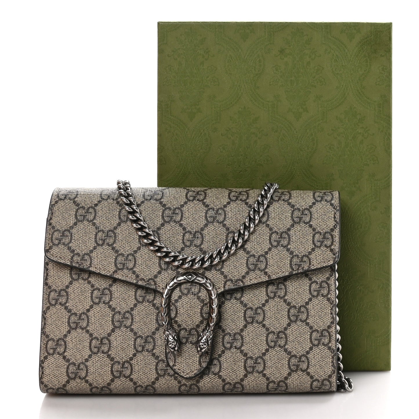 GG Supreme Monogram Mini Dionysus Chain Wallet Beige Taupe