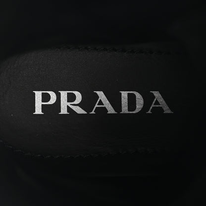 Prada Spazzolato Rois Re-Nylon Metal Triangle Logo Monolith Pouch Pocket 55mm Tall Combat Boots 39 Black 7 of 9