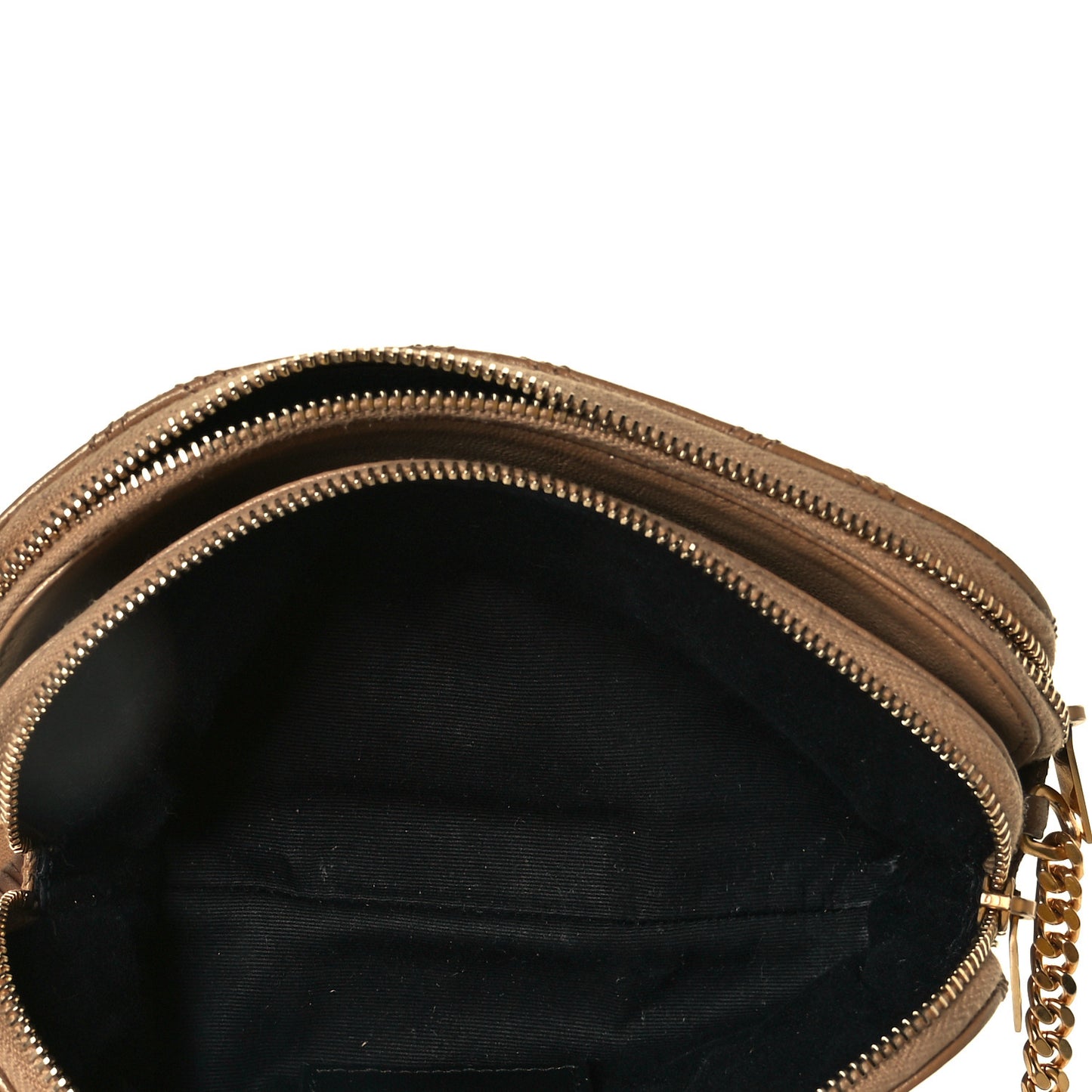 Grained Lambskin Quilted Mini Becky Double Zip Bag Dark Beige