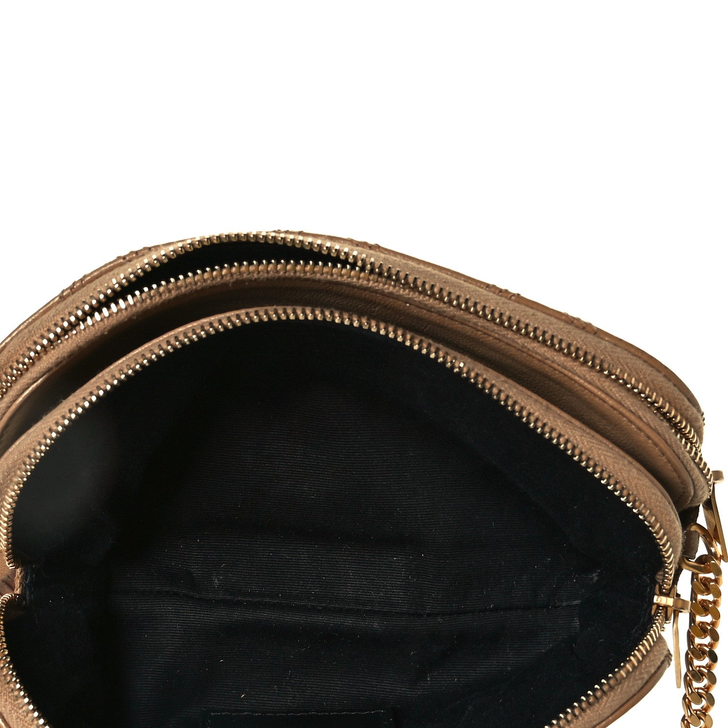 Saint Laurent Grained Lambskin Quilted Mini Becky Double Zip Bag Dark Beige 6 of 11