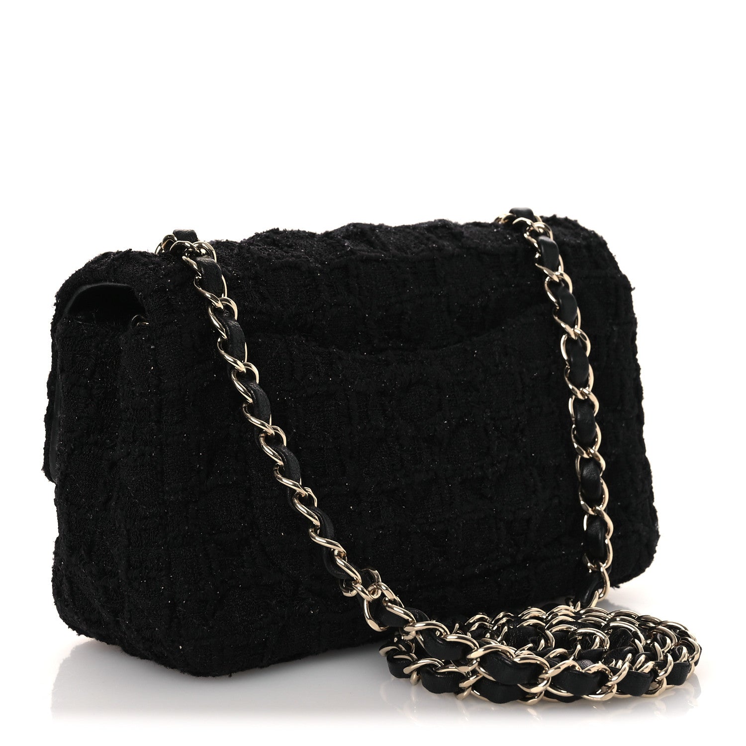 Chanel Tweed Quilted Mini Rectangular Flap Black 2 of 12