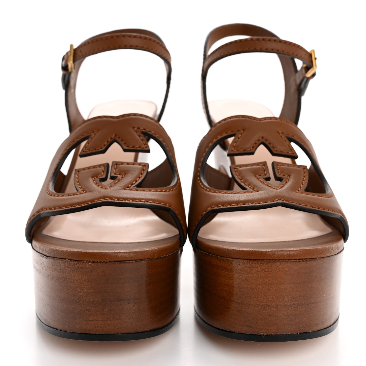 Gucci Cosmos Softy Calfskin Wooden Interlocking G Cut-Out 30/120mm Platform Sandals 37.5 Cuir 3 of 13