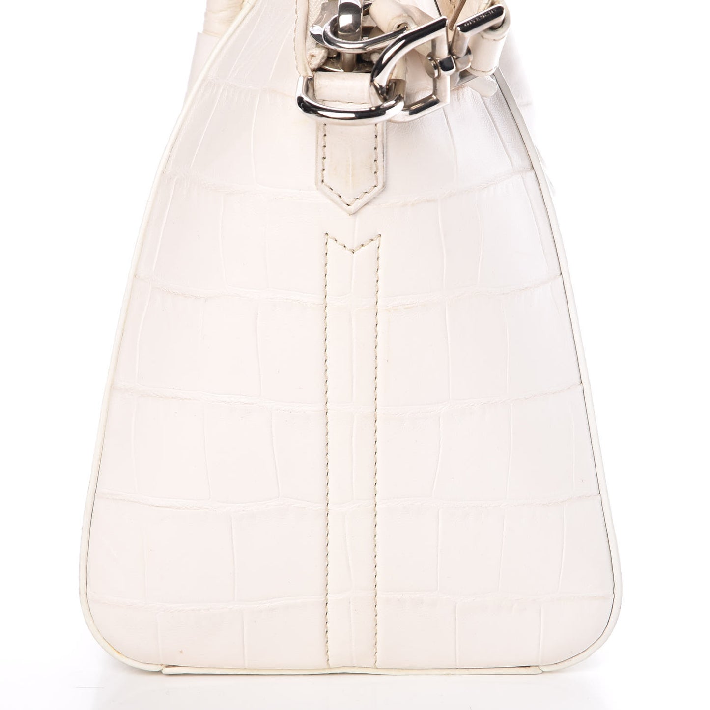 Calfskin Crocodile Embossed Small Antigona White