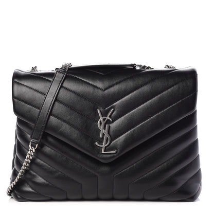 Saint Laurent Calfskin Y Quilted Monogram Medium Loulou Chain Satchel Black 1 of 11