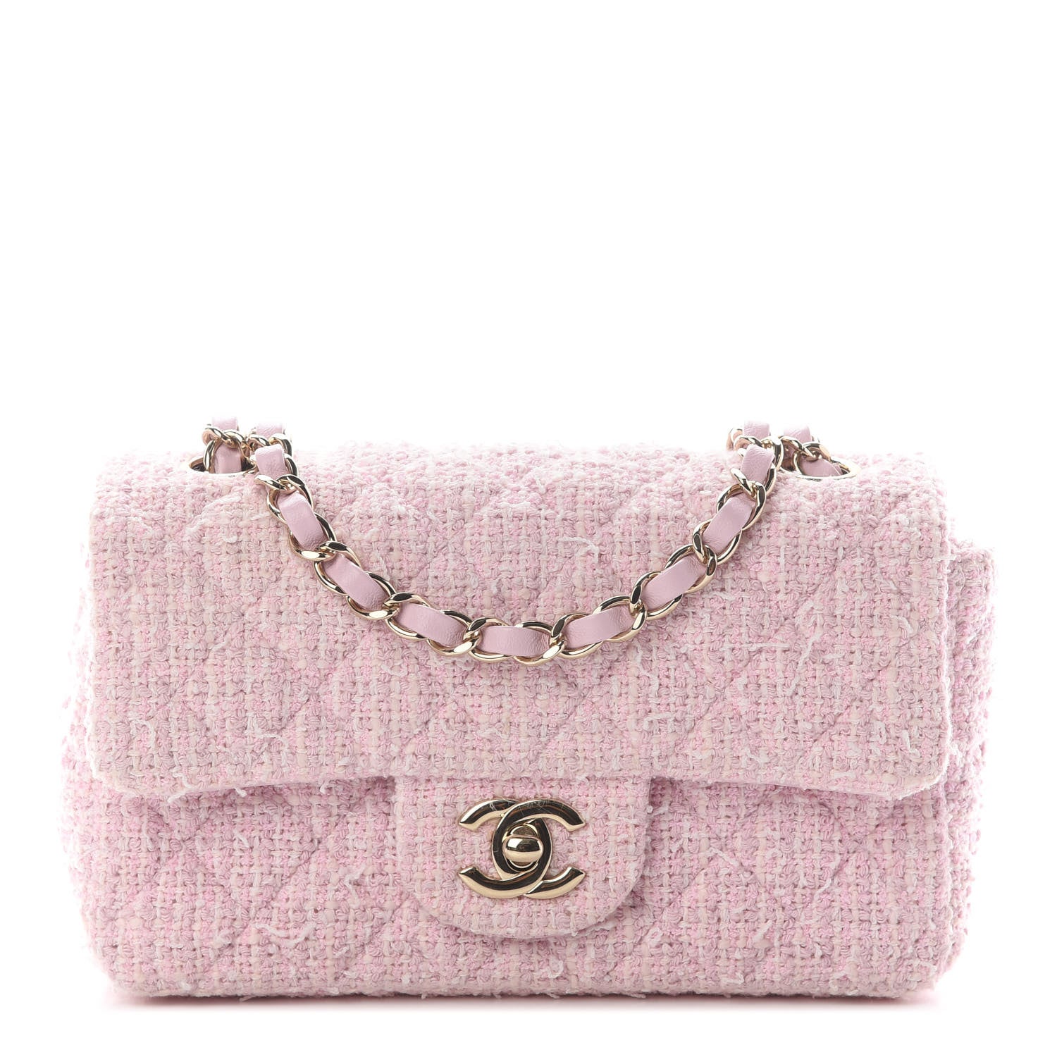 Chanel Tweed Quilted Mini Rectangular Flap Pink 1 of 8