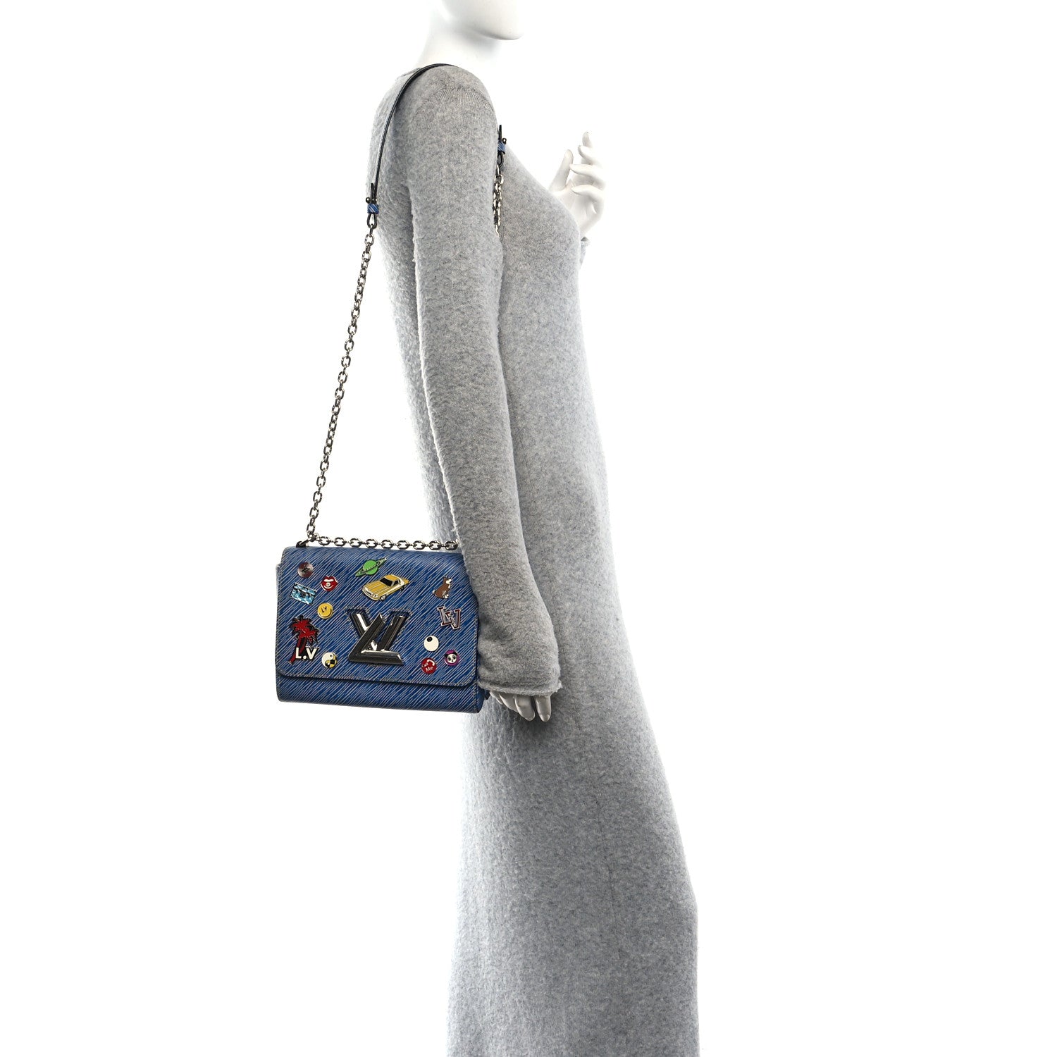 Louis Vuitton Epi Pins Twist Shoulder Bag MM Denim Light 2 of 9