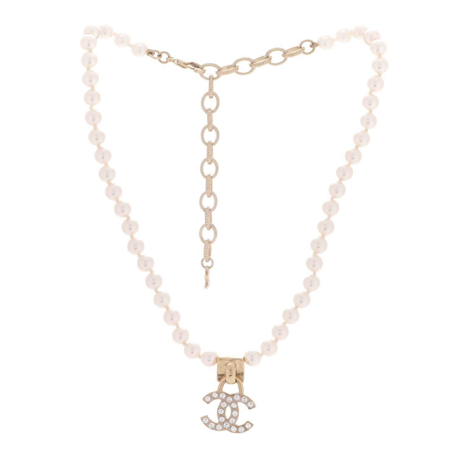 Chanel Pearl Crystal CC Choker Necklace Gold 3 of 5