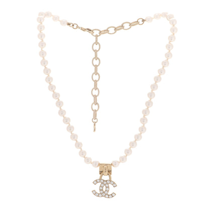 Chanel Pearl Crystal CC Choker Necklace Gold 3 of 5