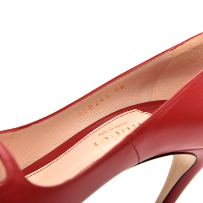 Gucci Malaga Kid Double Strap High Heel Pumps 38 Red 8 of 8