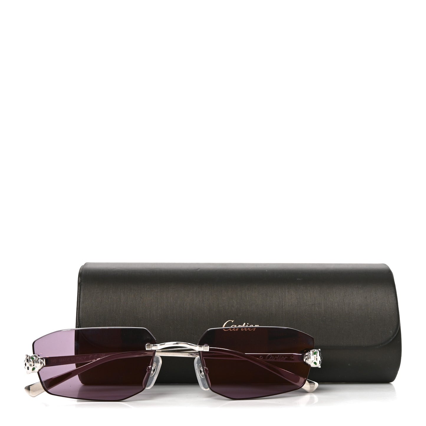 Metal Panthere De Cartier Rimless Sunglasses CT0474S Silver