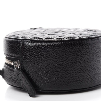 Chanel Caviar Camellia Embossed Round Clutch With Chain Black 6 of 11