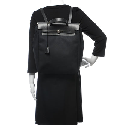Hermes Toile Vache Calfskin Herbag 30 PM Backpack Black 2 of 15